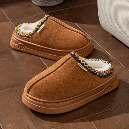Suede Slippers Indoor Outdoor Warm Comfortable Non-slip Thick Soled Unisex