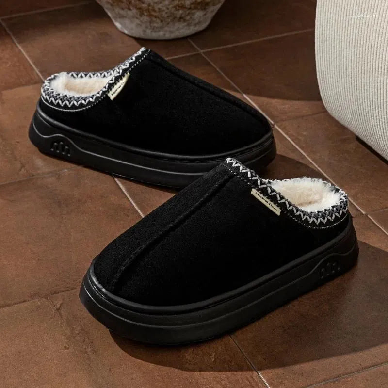 Suede Slippers Indoor Outdoor Warm Comfortable Non-slip Thick Soled Unisex