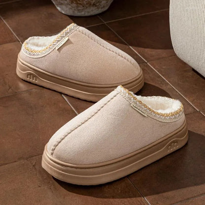 Suede Slippers Indoor Outdoor Warm Comfortable Non-slip Thick Soled Unisex