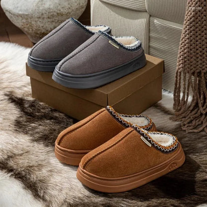 Suede Slippers Indoor Outdoor Warm Comfortable Non-slip Thick Soled Unisex